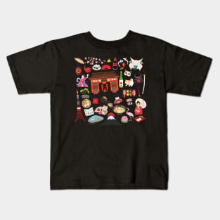 Japan Travel Icons Kids T-Shirt